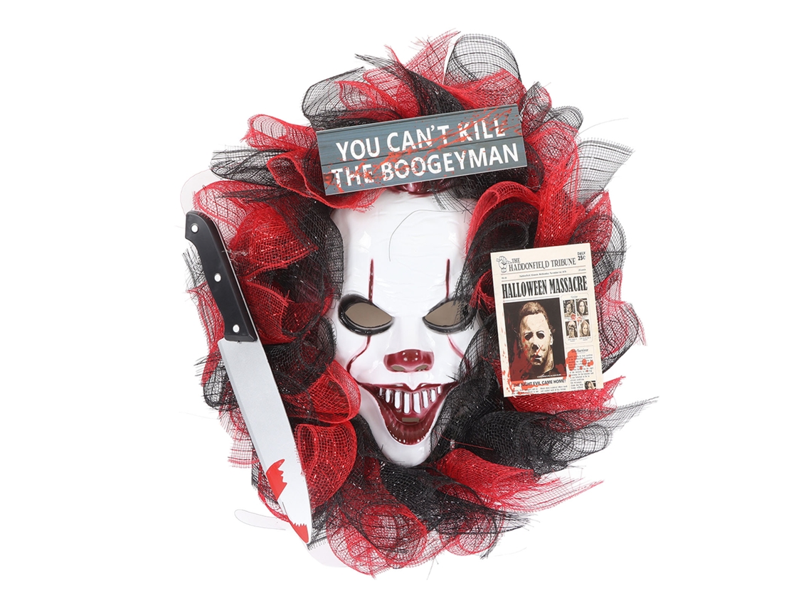 Guirlanda de Halloween reutilizável 49cm com tema de terror S/MARCA