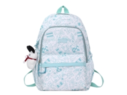 Mochila Feminina Casual Simples Com Estampa De Grafite, Grande Capacidade, Leve, Nova Moda, Versátil, Em Tecido Nylon, Ideal Para Aquaforge