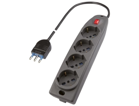 Extensão Poly Pool Pp0421.2S com 4 Tomadas Pluristandard Cabo de 1,5 M e Interruptor Preto POLYPOOL