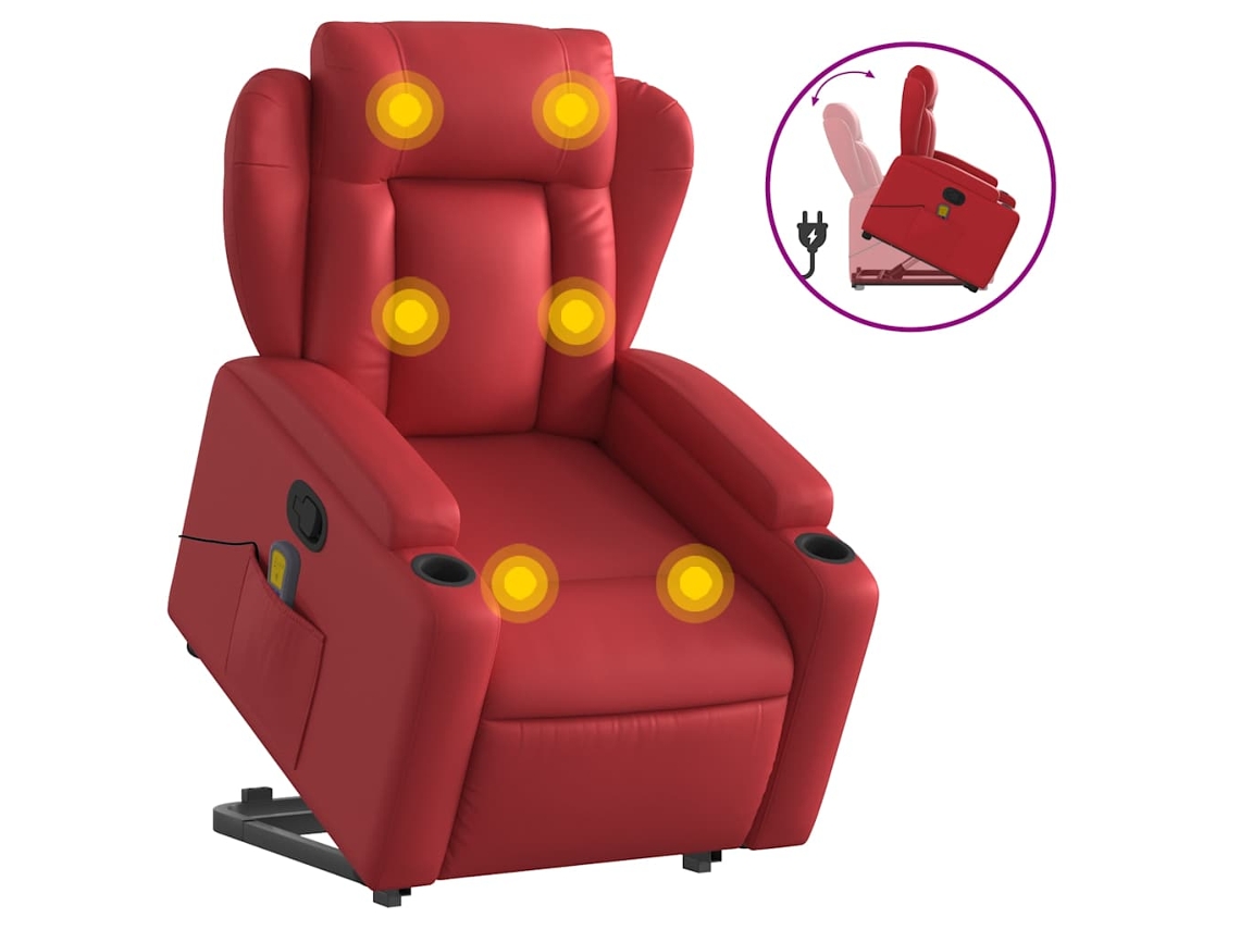 Stand Up Massage Recliner Chair, Stand Up Massage Recliner Chairs Vidaxl Vermelho Couro Artificial