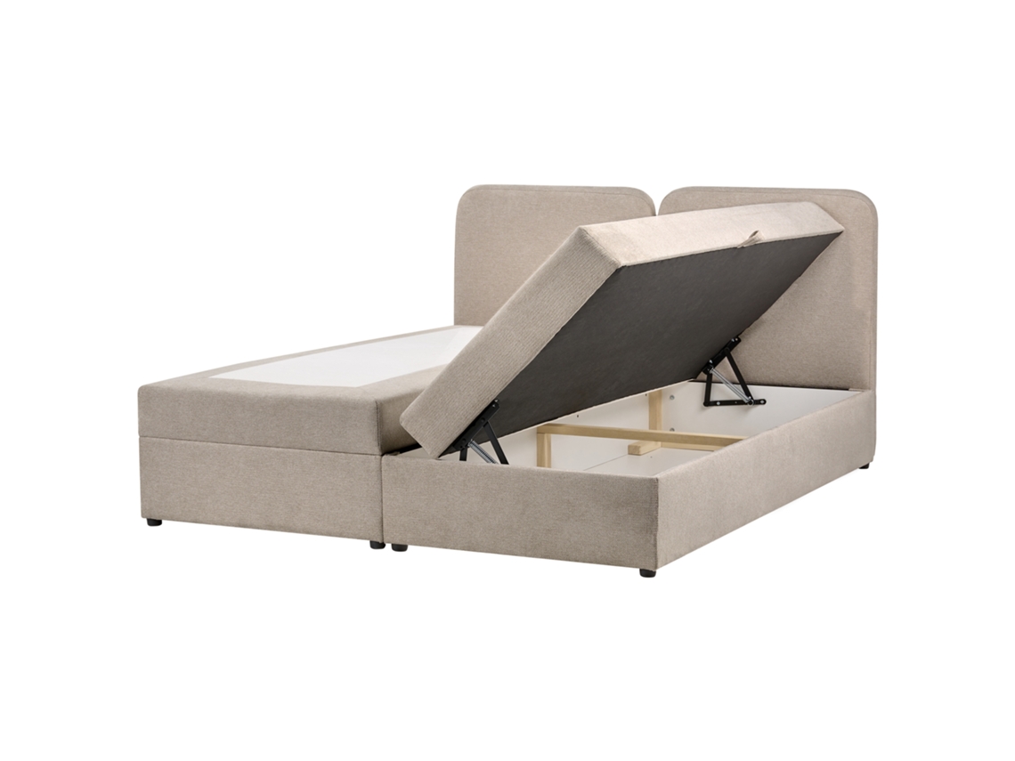 Cama Continental Beliani Chancellor De Tela Beige 183x208x103