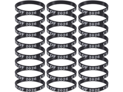 Pulseiras de Silicone Veemoon para Formatura, 24 Peças, Turma de 2026, Pretas, Confortáveis E Ajustáveis, Unissex, Pará
