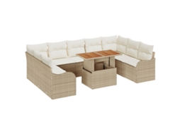 Conjunto 10 Arranjo De Assentos Ao Ar Livre Vidaxl Bege Vime Pe (100 X 55 X 73 Cm)