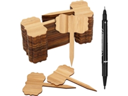 60 marcadores de bambu em formato T com caneta para viveiro AQUAFORGE