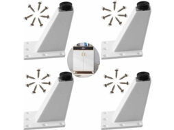 Pés Para Móveis, 4 Peças, Em Liga De Alumínio E Madeira, 8 Cm, Cor Branco, Ajustáveis, Com Parafusos, Para Mesas, Sofás, Armários