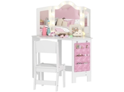 Penteadeira infantil S/MARCA, com espelho, luzes LED, branco