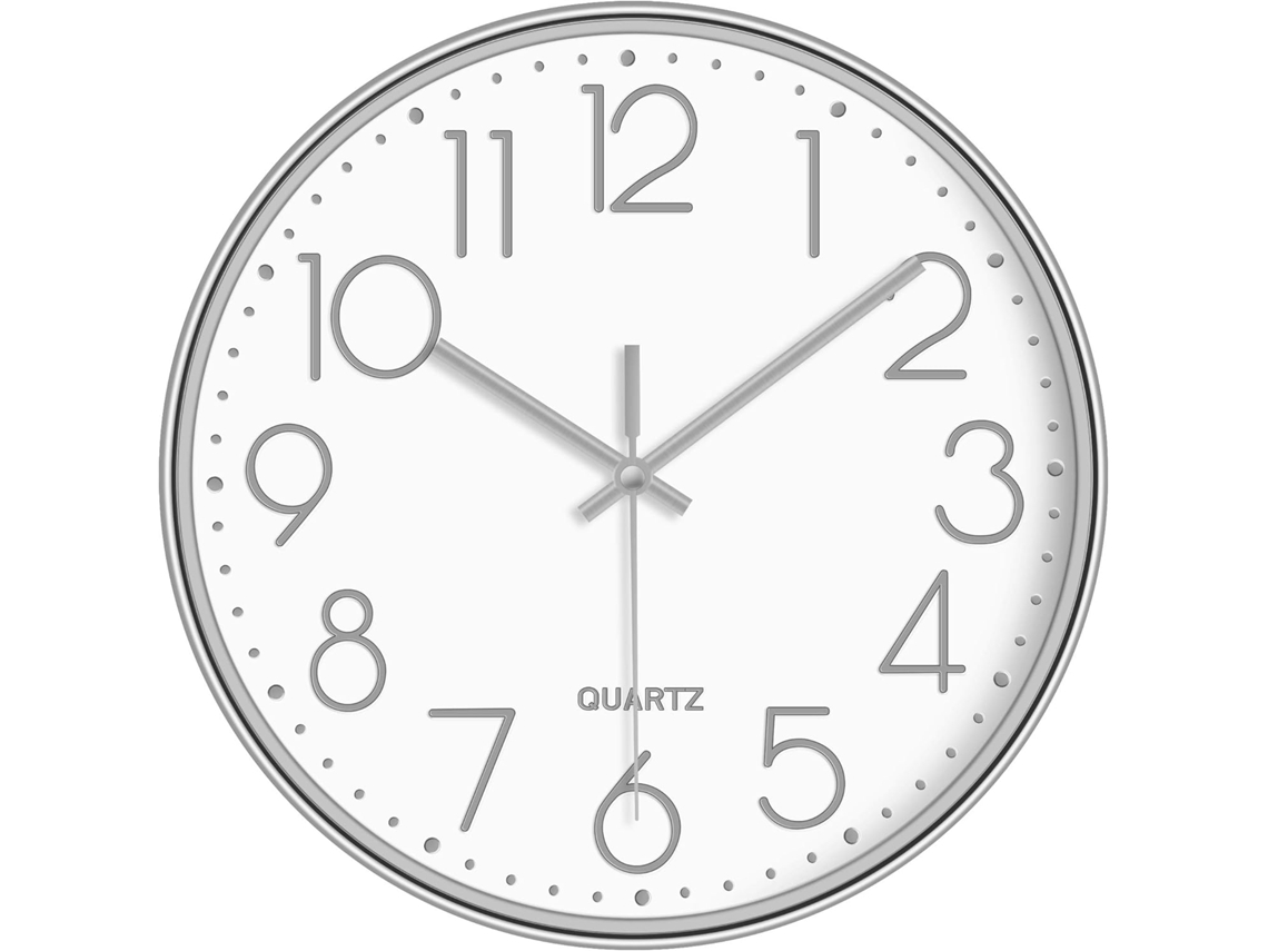KOFIHETY Relógio De Parede Silencioso 12 Polegadas Com Funcionamento A Bateria, Fácil De Ler, Para Quarto, Casa, Cozinha, Escritório, Escola, Dourado