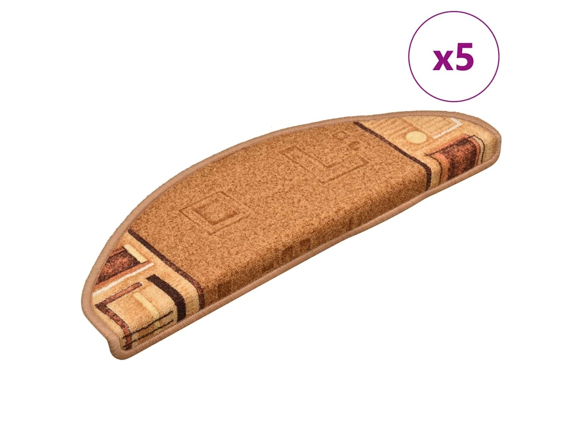 Vidaxl Tapetes De Escadas Adesivos 5 Pcs 65x21x4 Cm Bege