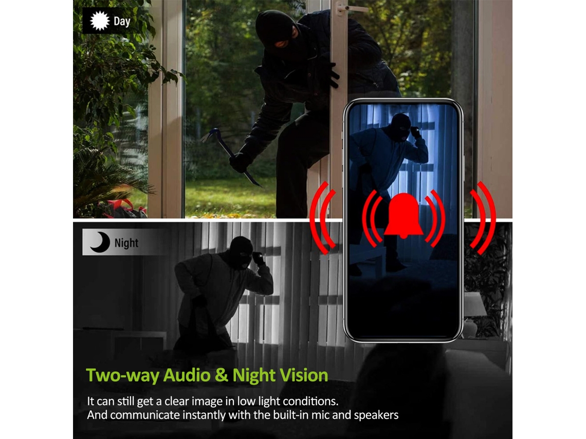 Laxiscreed Câmera De Segurança Outdoor Com Visão Noturna A Cores E Ângulo De 360°