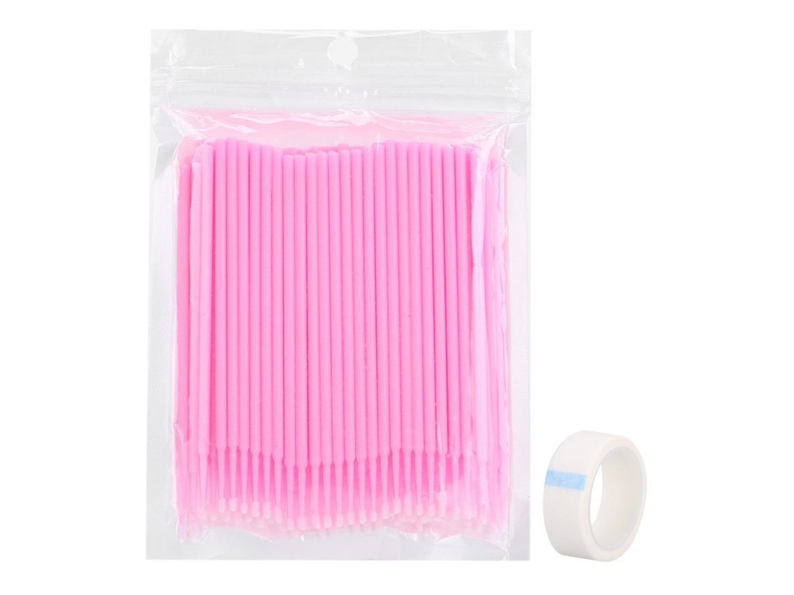 Kit De Ferramentas De Grafting De Cílios Descartáveis Com Cotonete E Fita Adesiva Rosa