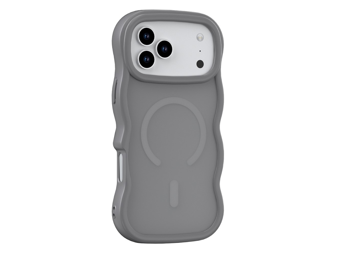 Capa Magsafe Para Iphone 17 Pro Com Estampa Ondulada Cinza Fosco