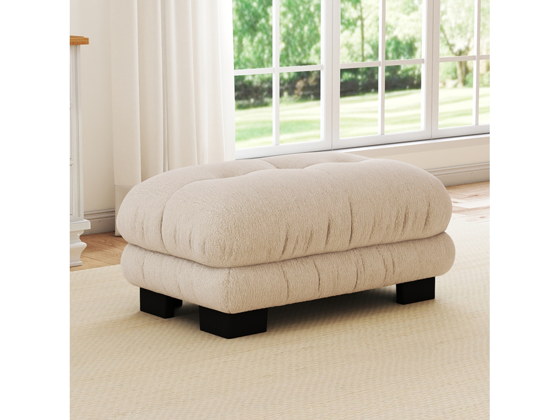Pufe Comprimido 1 Lugar Em Chenille, 112 Cm, Light Coffee, Para Sala De Estar, Design Moderno