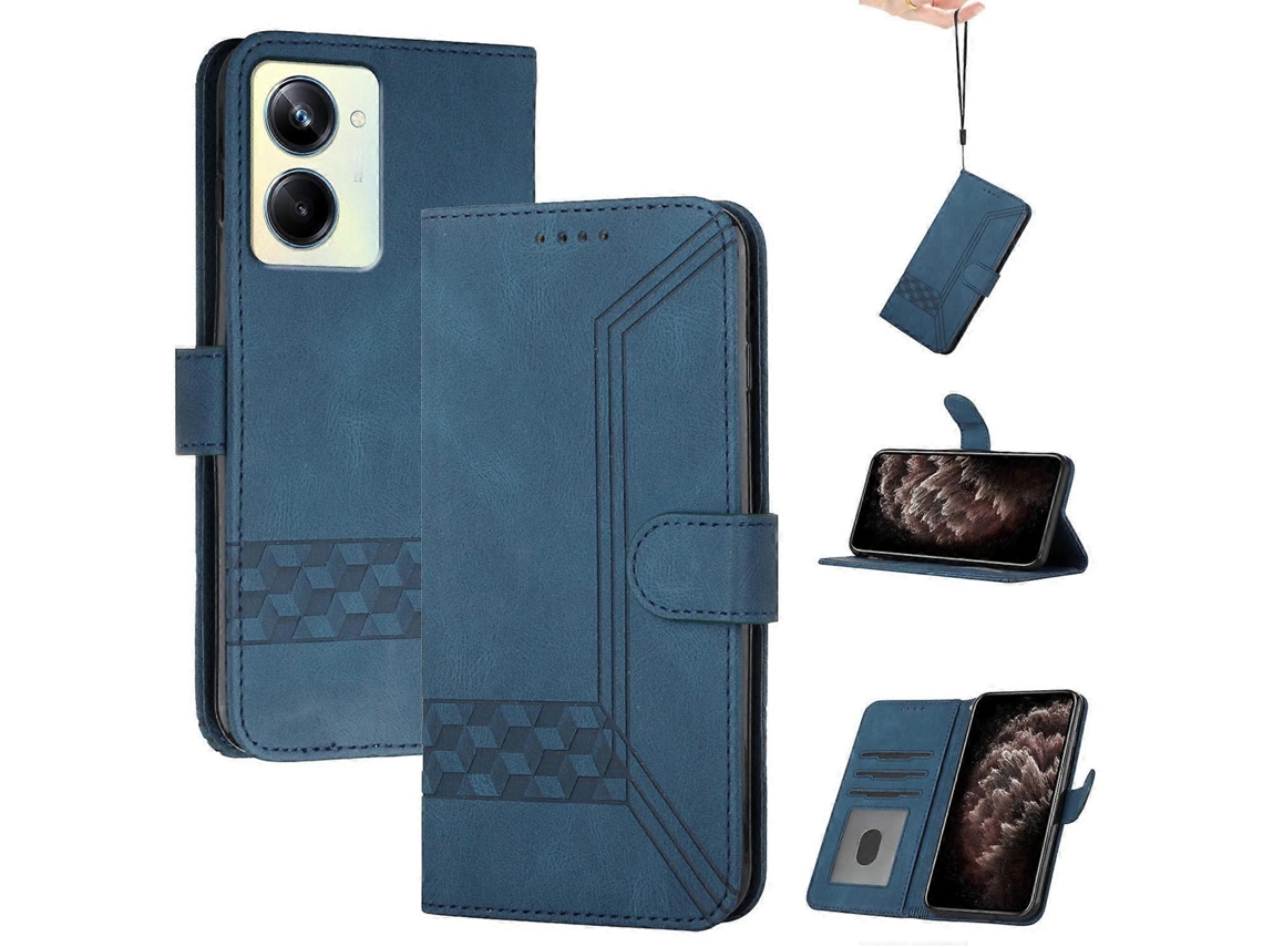 Capa De Celular De Couro Com Flip Cubic Skin Feel