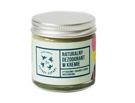 Desodorizante Em Creme Orgânico Da Mydlarnia Cztery Szpaki Com Terra Diatomácea Citrus Herbal, 60ml.