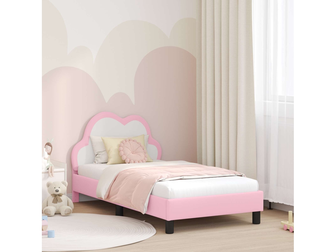 Vidaxl Estrutura De Cama Infantil Com Cabeceira Rosa 80 X 160 Cm Pu