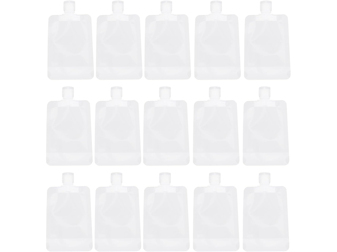 Sacos descartáveis para loção com dois dosadores, 15,50 x 9,00 cm, pacote com 20 unidades.