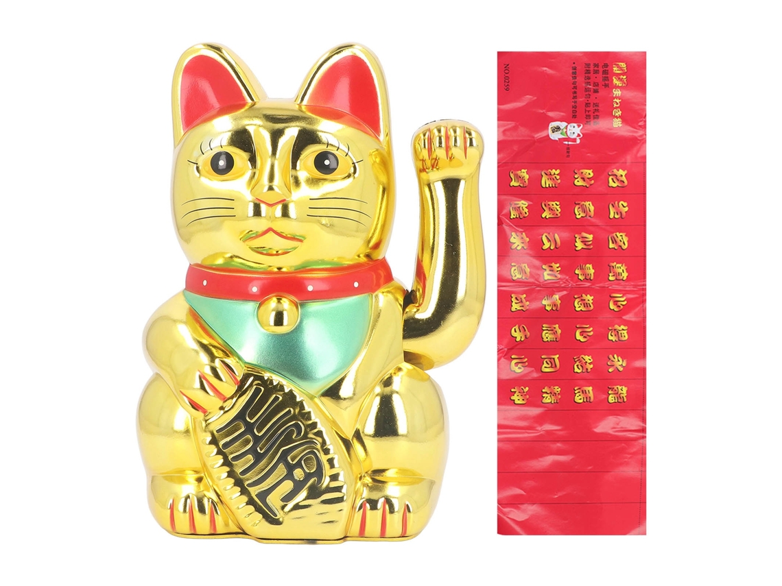 Ronjoe-gato Da Sorte Que Acena Estátua Decorativa 10 Polegadas Ouro Para Casa Mesa De Escritório
