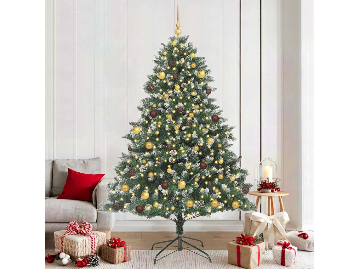 Vidaxl Árvore De Natal Artificial Verde 210 Cm Pvc, Plástico E Aço