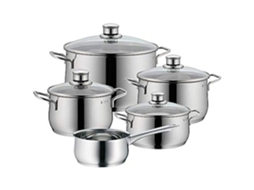 Conjunto de Utensílios de Cozinha Wmf com 5 Panelas em Aço Cromado 80 Cm Indução Compatível