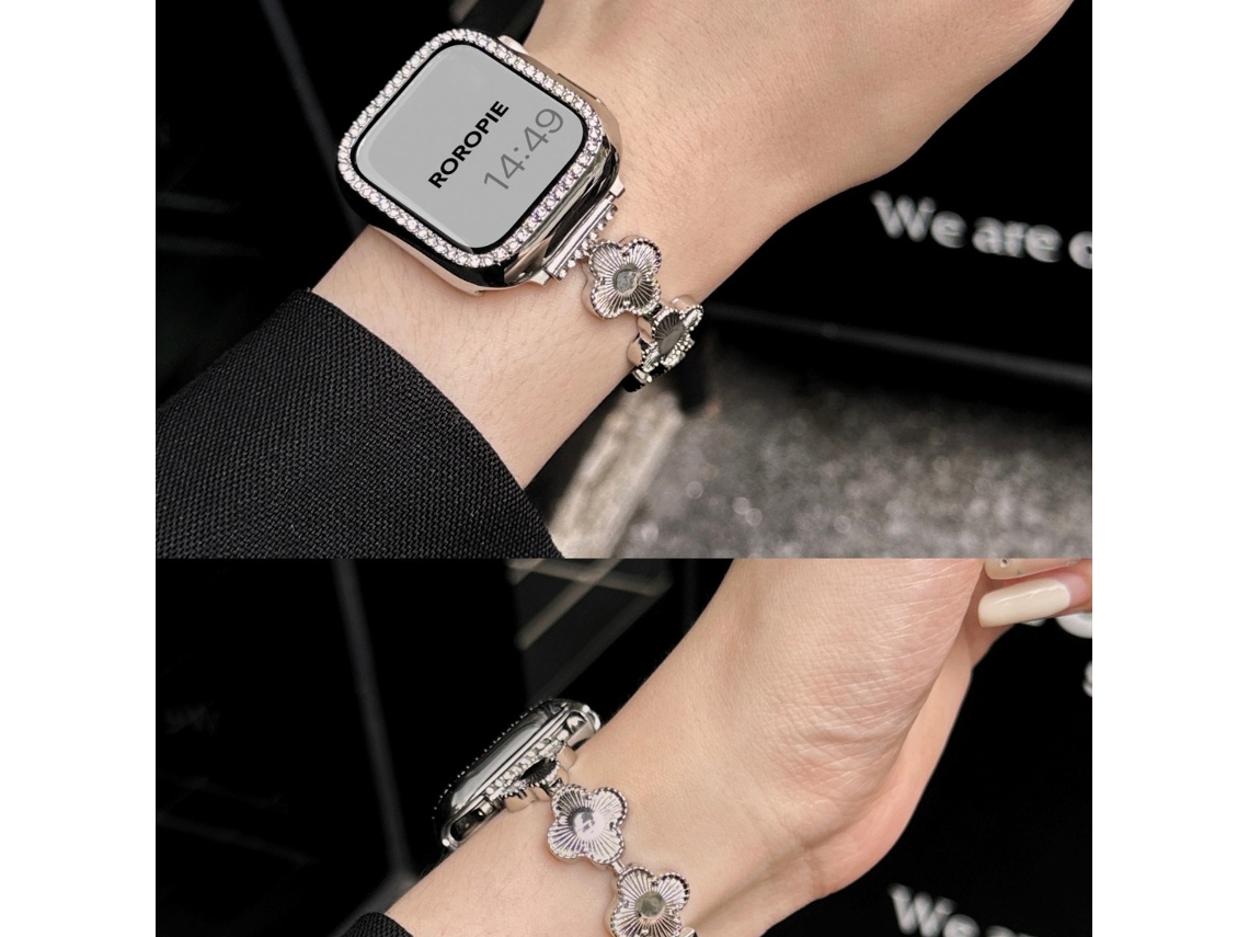 Pulseira De Luxo Com Design De Trevo De Quatro Folhas Para Relógio Inteligente, Compatível Com Apple Watch 49mm E 45mm, Iwatch Super 9/8.