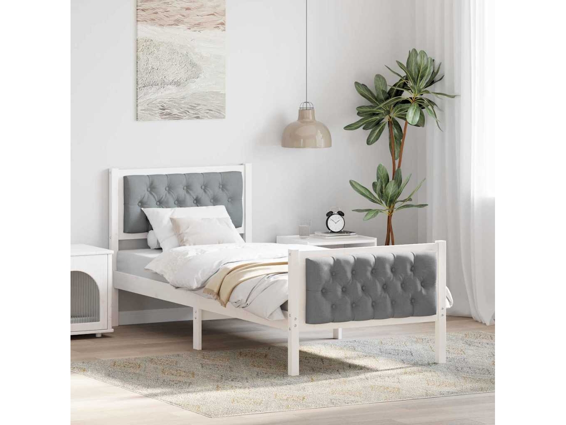 Vidaxl Estrutura Da Cama Com Cabeceira Cinzento-claro 75 X 190 Cm