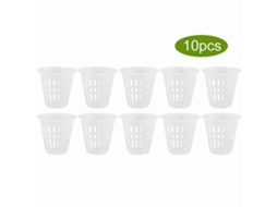 10 Peças Cesto Hidropônico Plástico Seguro Branco Jardim