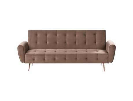 Sofá Cama Beliani Selnes De Terciopelo Marrón 212x84x85