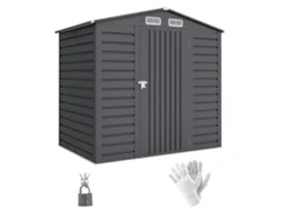 Abrigo De Jardim 2,27m² 190x131x188cm Cinza, 2 Ventilações E Porta Com Fechadura, Ideal Para Ferramentas