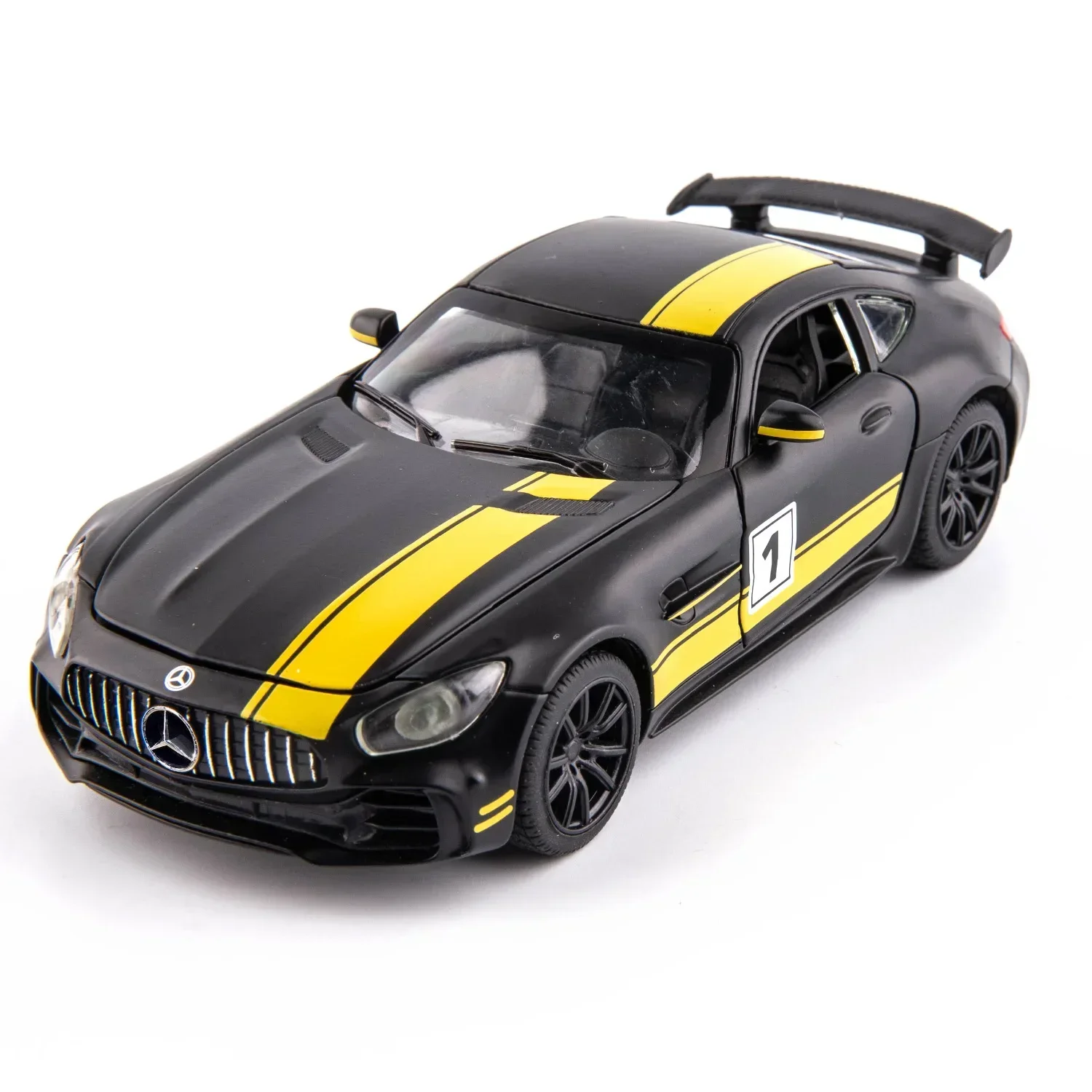 (gt Preto E Amarelo) 1:32 - Miniatura De Carro Esportivo - Liga Metálica Fundida - Portas Que Abrem - Efeitos De Som E Luz