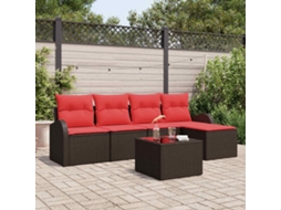 Vidaxl Conjunto de Sofá de Jardim Castanho Vime Pe