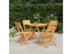 Vidaxl 5 Pcs Conjunto De Jantar P/ Jardim Madeira De Teca Maciça
