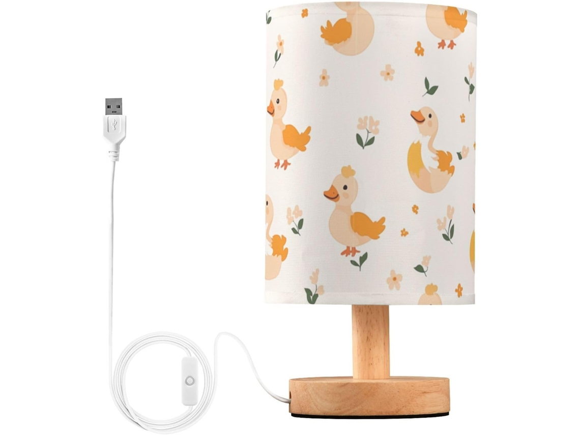 Abajur De Cabeceira Kcldeci Com Estampa De Pato E Flor, Ideal Para Quarto, Estilo Fazenda, Mesa Cabeceira, Mesa