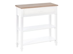 Mesa Consola Estilo Rétro Consola Para Sala De Estar Corredor Com 2 Prateleiras E 1 Gaveta 75,6x27,5x80,5 Cm Branco E Madeira