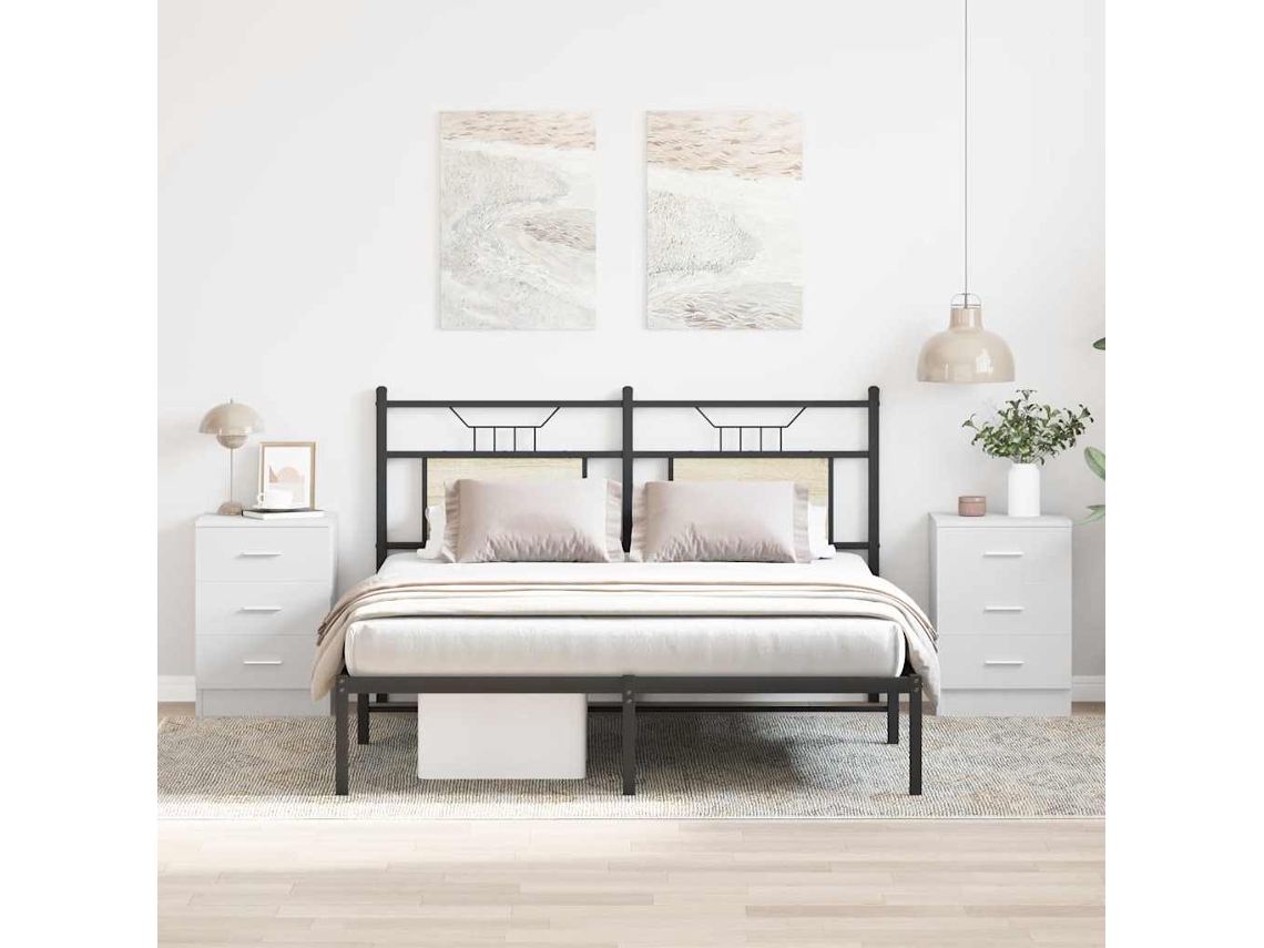 Bedside Cabinet, Bedside Cabinets Vidaxl Branco Madeira Processada (n/a)