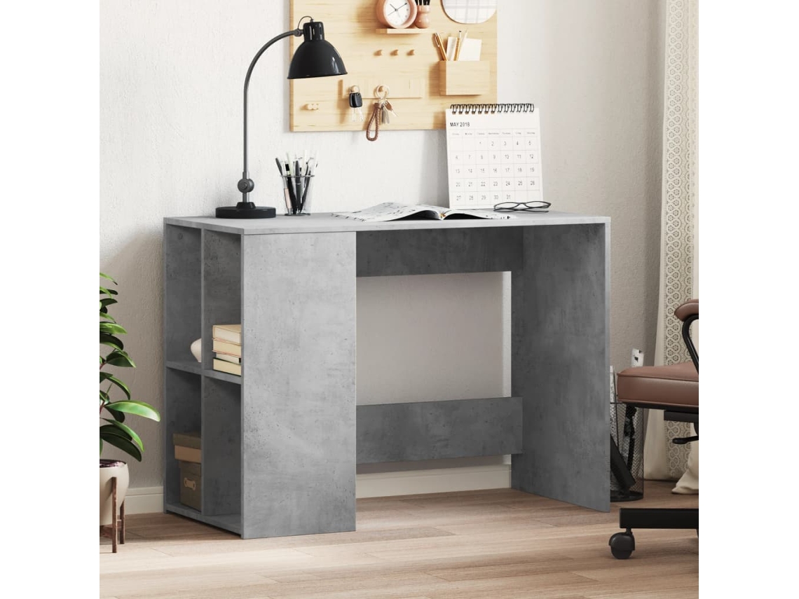 Vidaxl Secretária 102x50x75 Cm Derivados De Madeira Cinzento Cimento