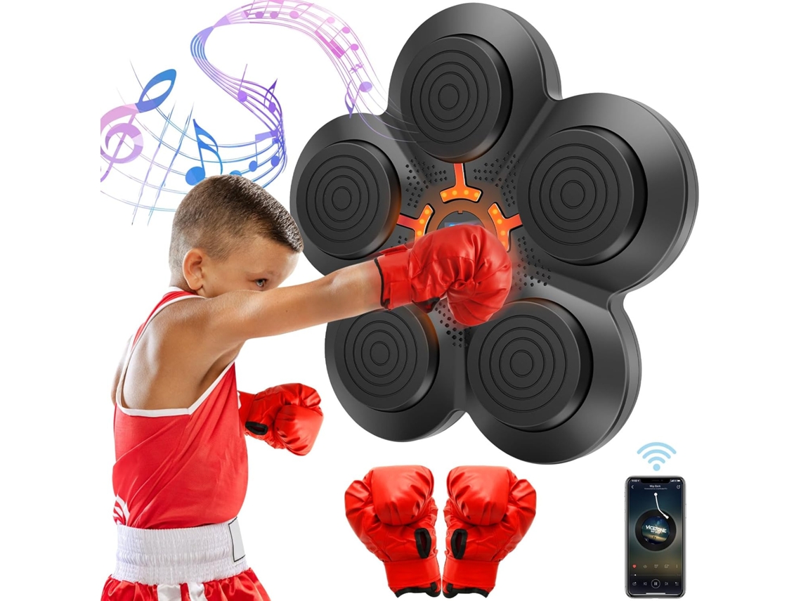 Máquina De Boxe Musical Inteligente De Parede, 37 X 33 Cm, Com Bluetooth, Visor Led E Luz Ajustável. Ideal Para Crianças. Aquaforge