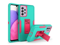 2026 capa para Samsung Galaxy A33 5g Anti queda Pc+tpu com Suporte Integrado e Placa de Metal Teal Rose