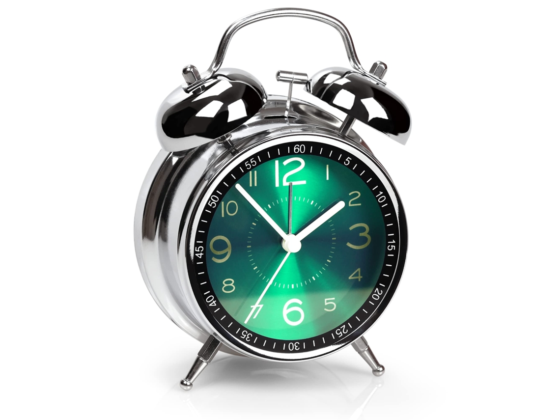 Despertador Super Alto para Adultos com Sono Pesado, Twin Bell Retro 4 Polegadas Silencioso Sem Tique taque de Quartzo com Luz de Fundo, Mos EHSTMIND