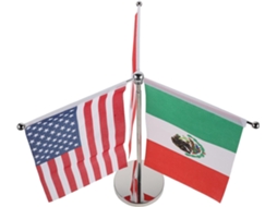 Mini Bandeiras de Mesa Dos Eua, Canadá e México com Base de Metal Resistente. SFUSHOS