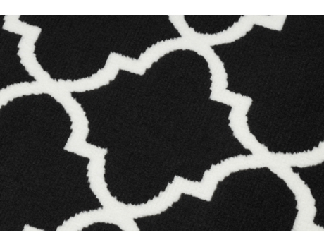 Passadeira Bcf Morad Trelis Treliças Marroquinas Preto / Creme 120 cm