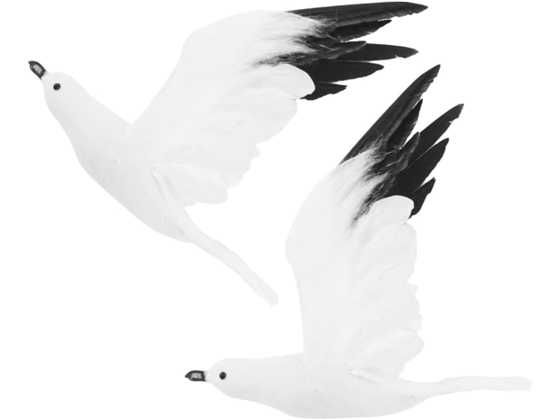 Conjunto de 2 Estatuetas Decorativas de Gaivotas em Espuma Leves GOKOCO