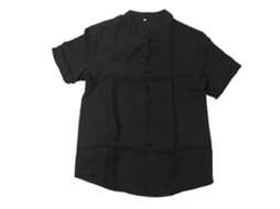 Camisa Tradicional Chinesa Masculina com Colarinho Eeto Manga Curta Ajustada Preta XXL