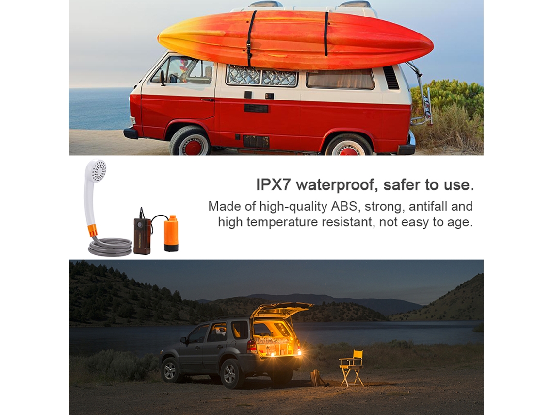 Chuveiro Elétrico Portátil Camping Ipx7 Led 2 Níveis