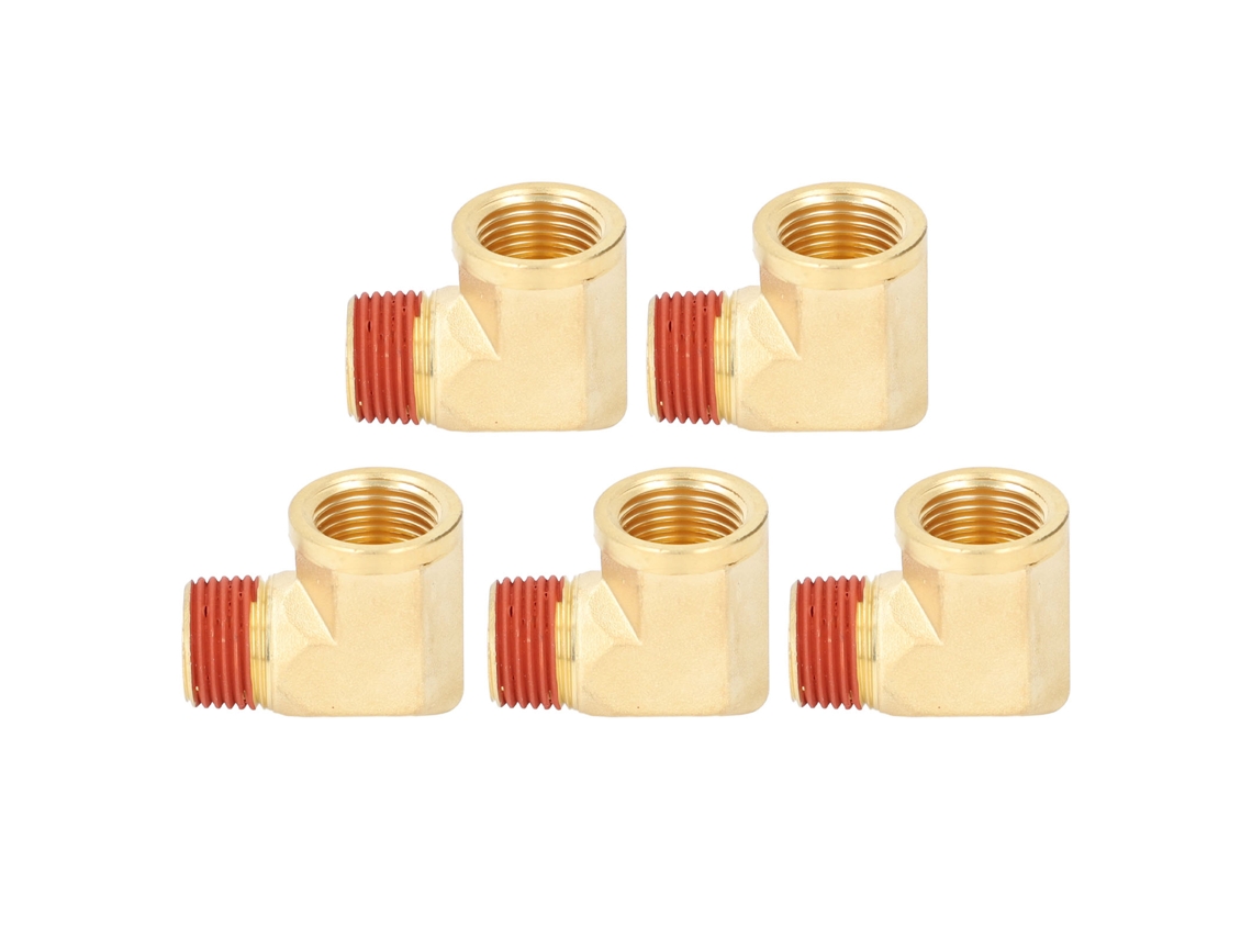 5 Peças De Cotovelos De Bronze Para Tubos 1/2 Polegada Npt Macho Para Fêmea 90° Com Camada De Borracha Hermética