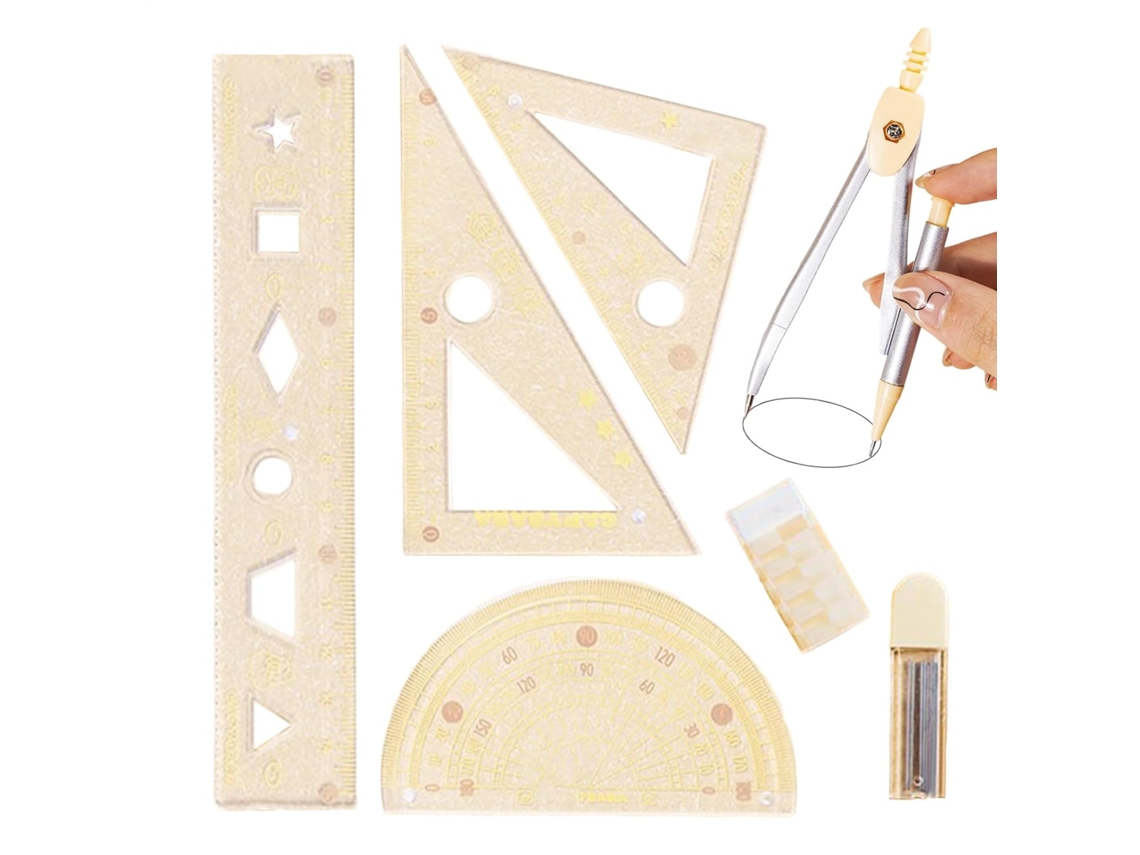 Conjunto De 8 Peças De Instrumentos Geométricos Com Tema De Capivara