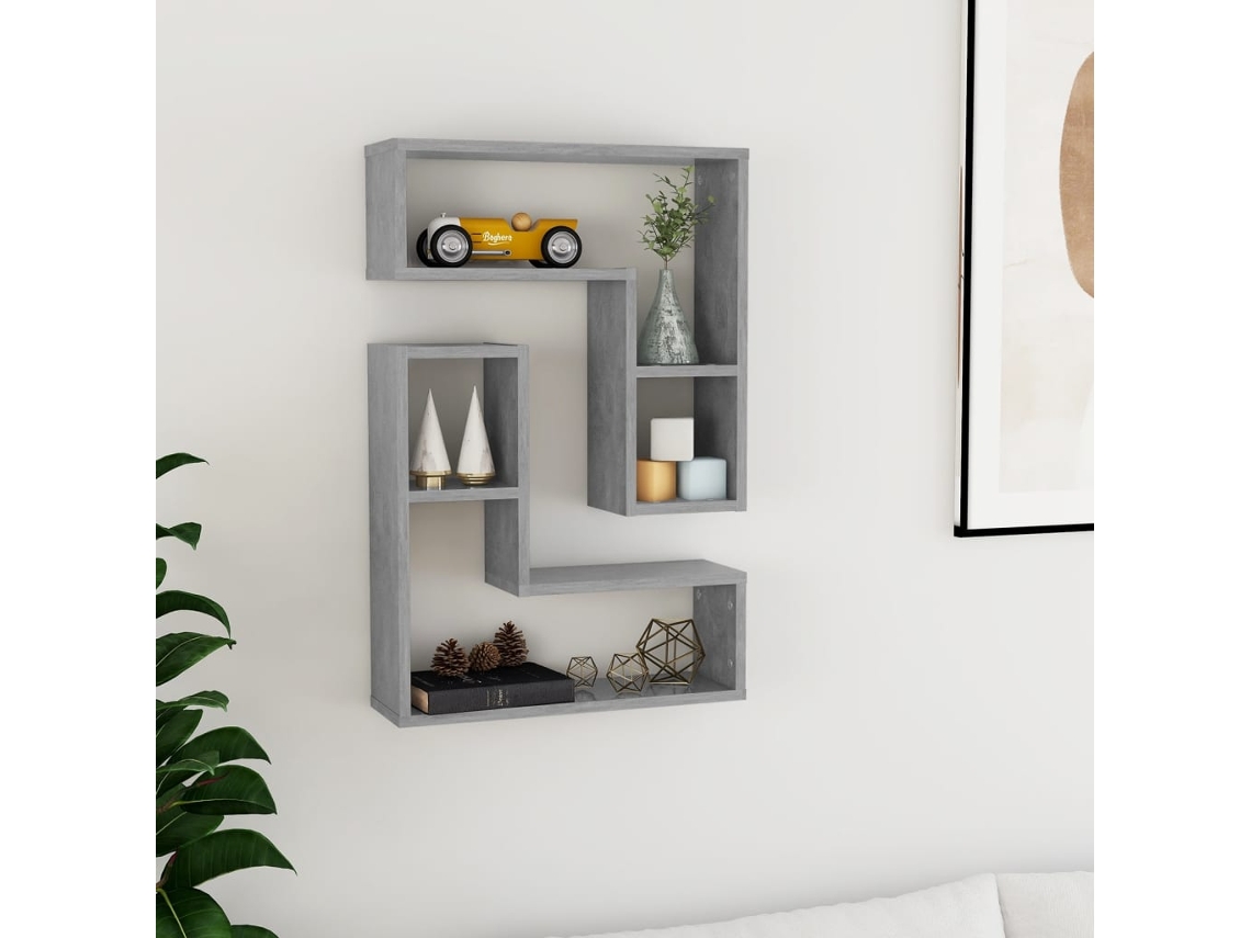 Vidaxl Estantes De Parede 2 Pcs Derivados De Madeira Cinza Cimento