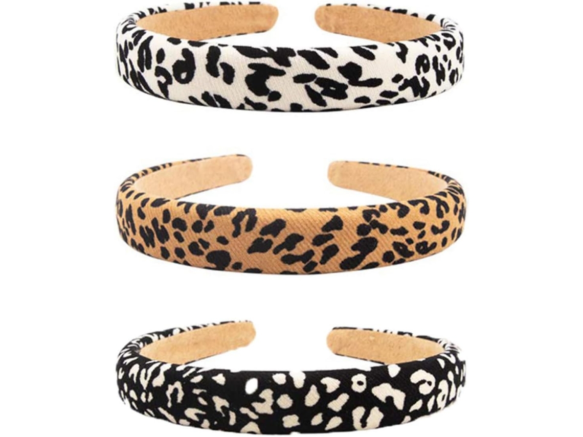 Conjunto de 3 faixas de cabelo com estampa de leopardo para meninas, acessório de cabelo elegante.
