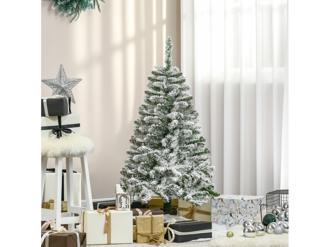 Artificial Christmas Tree Snow Effect Flame Retardant Hinged Construction Green/white