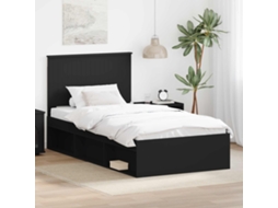 Vidaxl Estrutura Da Cama Preto 100 X 200 Cm Madeira De Pinheiro Sólida