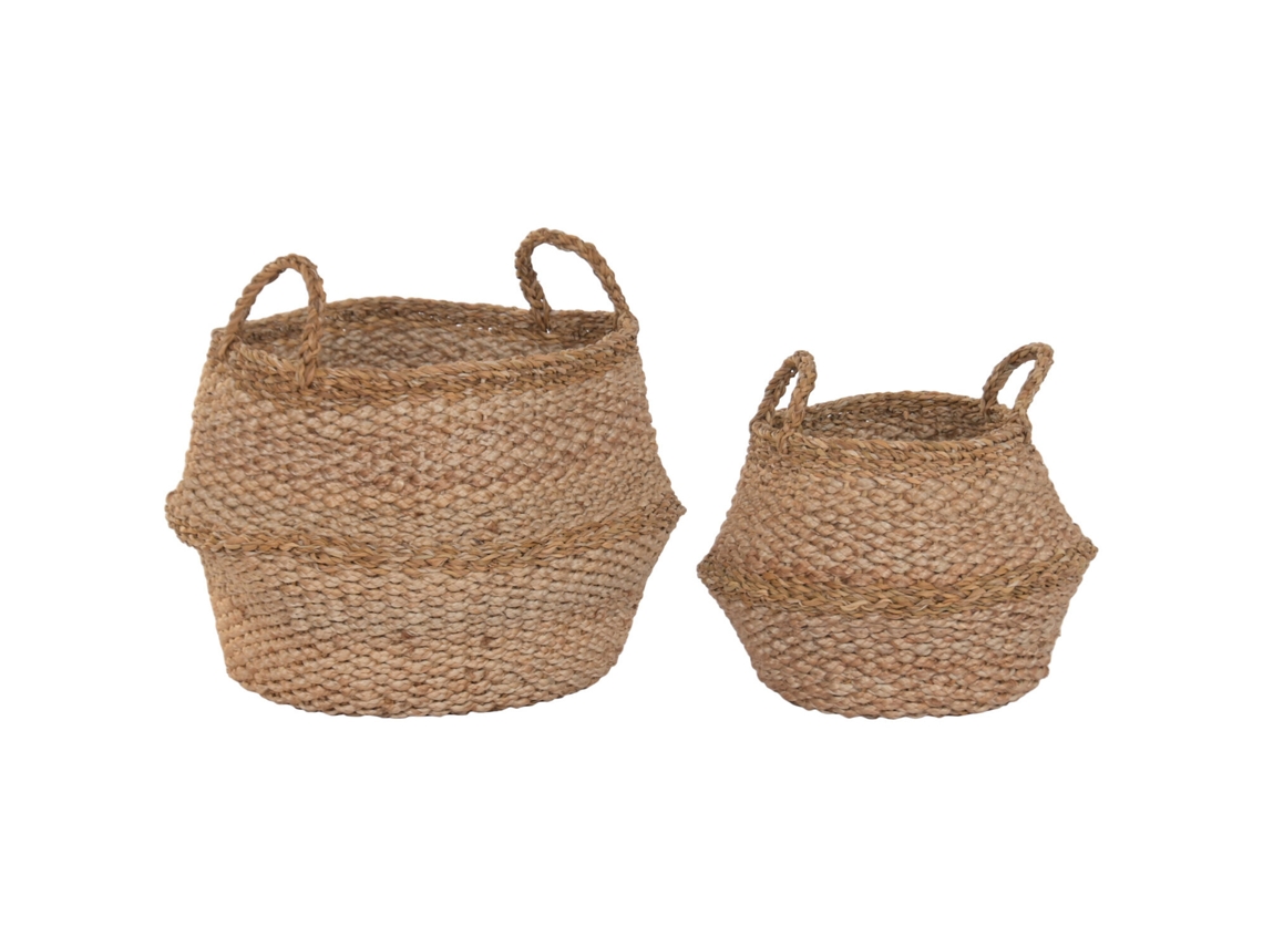Conjunto de 2 Cestos de Juta Natural e Erva marinha, 45x45x34cm ALEXANDRA HOUSE LIVING